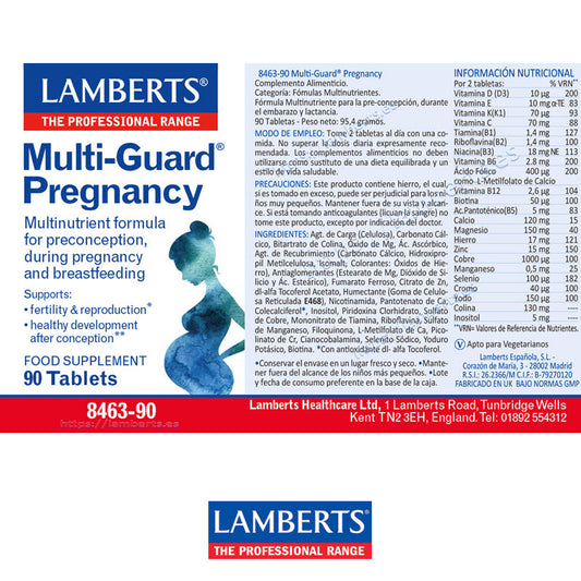 Multi-Guard® Pregnancy. Para mujeres esperando concebir, embarazadas o en período de lactancia, SIN VITAMINA A.