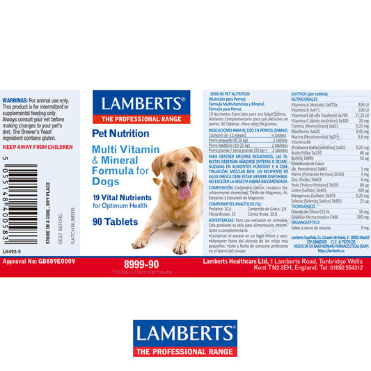 Multivitaminas y Minerales para perros con 19 Nutrientes importantes