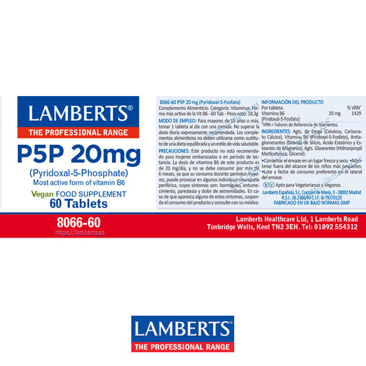 P5P Piridoxal 5 Fosfato o Vitamina B6 en forma activa. Síntesis normal de la cisteína. Apoyo al sistema inmunitario