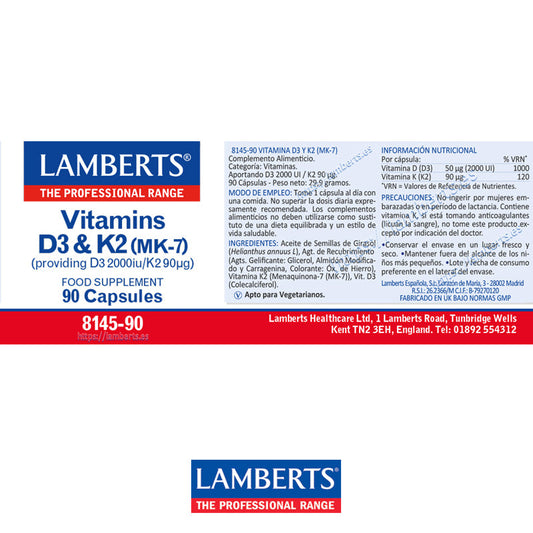 Vitaminas D3 2000 UI y K2 90 mcg.