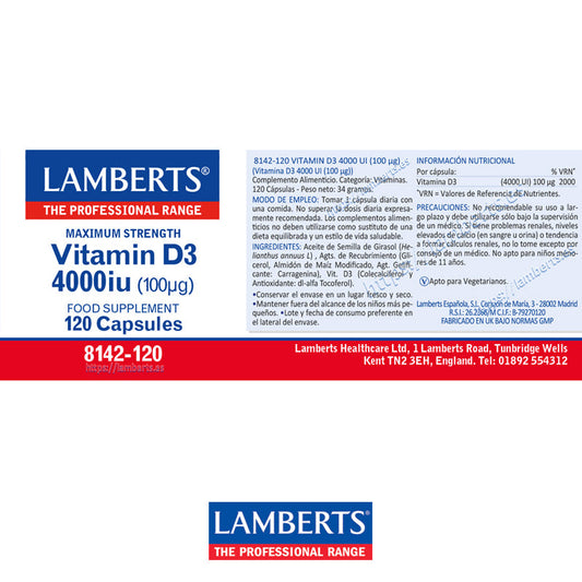 Vitamina D como D3, colecalciferol 4000 UI (100 mcg)