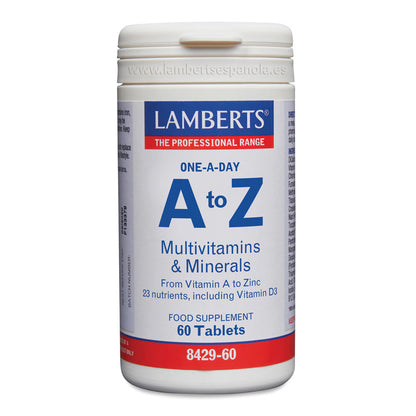 A-Z Multi. Complejo multivitamínico con Vitaminas y Minerales al 100% de la VRN