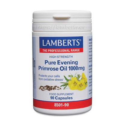 Aceite de Prímula u Onagra Puro 1000 mg con Vitamina E.
Ayuda al sistema nervioso, cardiovascular y reproductor, al estado de la piel y más