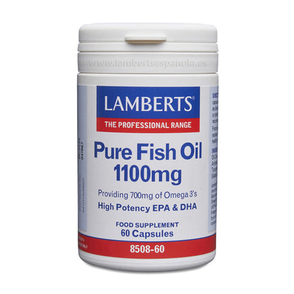 Aceite de Pescado Puro 1100 mg. Alta concentración de Omega 3 Purificado.