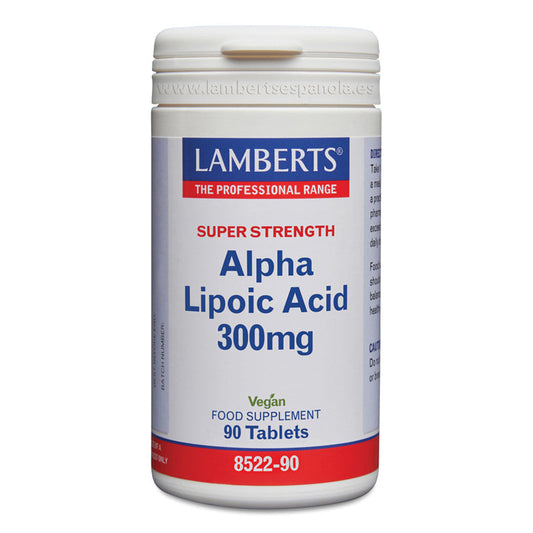 Ácido Alfa Lipoico 300 mg, ALA o Ácido Tióctico. Aporta 300 mg por tableta
