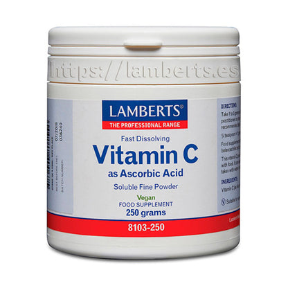 Vitamina C en forma de Ácido ascórbico en polvo fino muy soluble