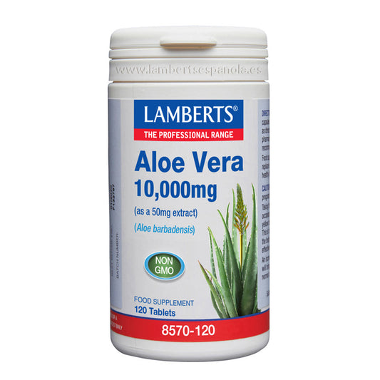 Aloe Vera 10.000 mg. Procede del gel del interior de las hojas de la especie Aloe barbadensis, también conocida como sábila y acíbar