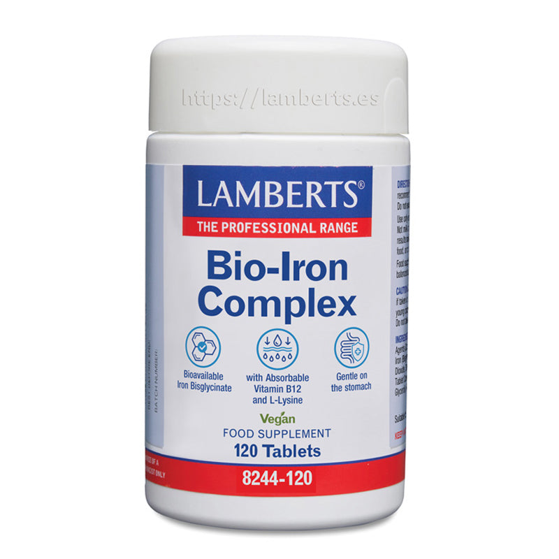 Bio Iron Complex. Bisciglato de Hierro biodisponible, vitamina B12 absorbible y L-Lisina