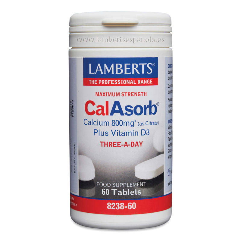 CalAsorb®, Calcio 800 mg como Citrato y Vitamina D3. Ayuda a reducir la perdida de mása ósea.