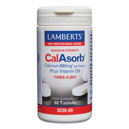 CalAsorb®, Calcio 800 mg como Citrato y Vitamina D3. Ayuda a reducir la perdida de mása ósea.