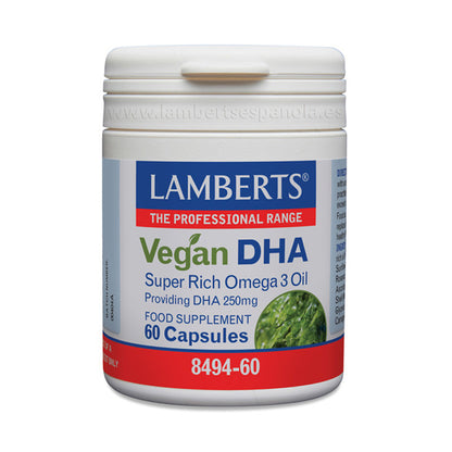 DHA Vegano 250 mg de fuente vegetal. Procedente de aceite de algas muy rico en Omega 3
