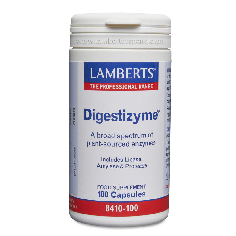 Digestizyme®. Enzimas Digestivas de origen vegetal.
Lipasa, Amilasa, Proteasa, Glucoamilasa, Celulasa, Bromelina, Papaína
