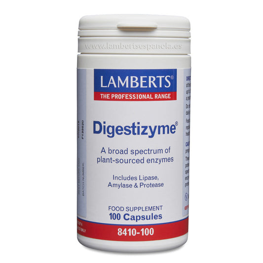 Digestizyme®. Enzimas Digestivas de origen vegetal.
Lipasa, Amilasa, Proteasa, Glucoamilasa, Celulasa, Bromelina, Papaína