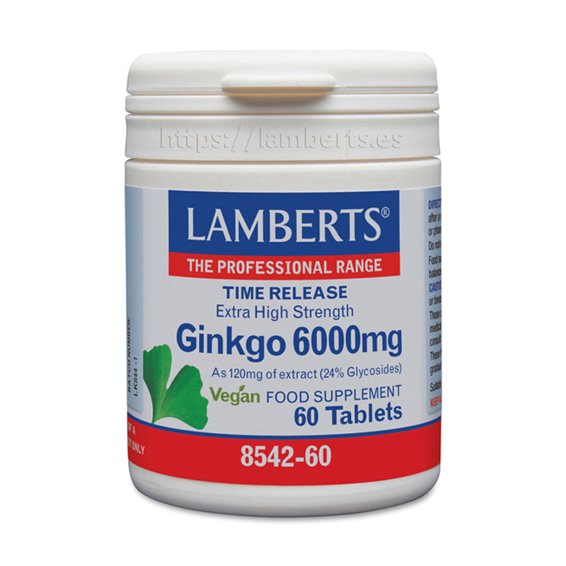Ginkgo Biloba 6000 mg. Alta concentración en tabletas de liberación sostenida