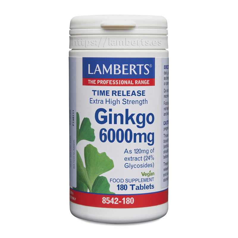 Ginkgo Biloba 6000 mg. Alta concentración en tabletas de liberación sostenida