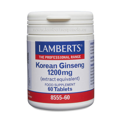 Ginseng Coreano (o Panax Ginseng) 1200 mg
Como 120 mg de extracto con 24 mg de ginsenósidos por tableta