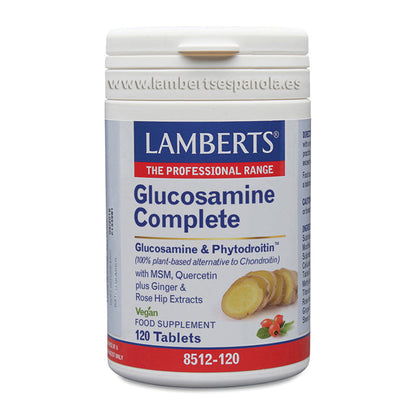Glucosamina Completa y Fitodroitina™ con MSM y Quercetina más Extractos de Jengibre y Escaramujo. Alternativa a la condroitina, 100% vegetal
