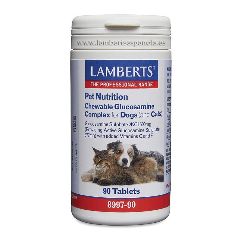 Complejo de Glucosamina Masticable para Perros y Gatos.
Con Sulfato de Glucosamina 2KCI más Vitaminas C y E