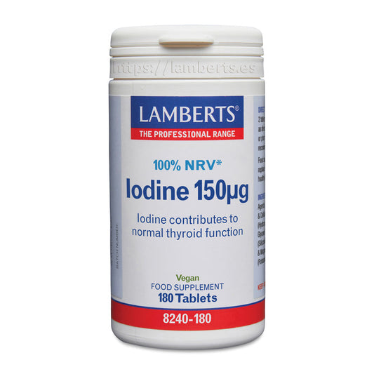 Yodo 150 mcg como Yoduro de Potasio. Ayuda a la función tiroidea y al sistema nervioso.