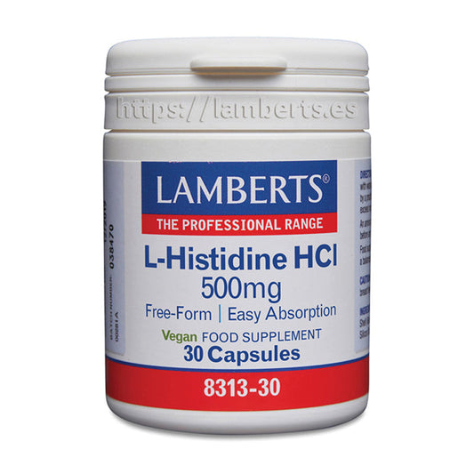L-Histidina HCI 500 mg. En forma libre. Aminoácido no esencial