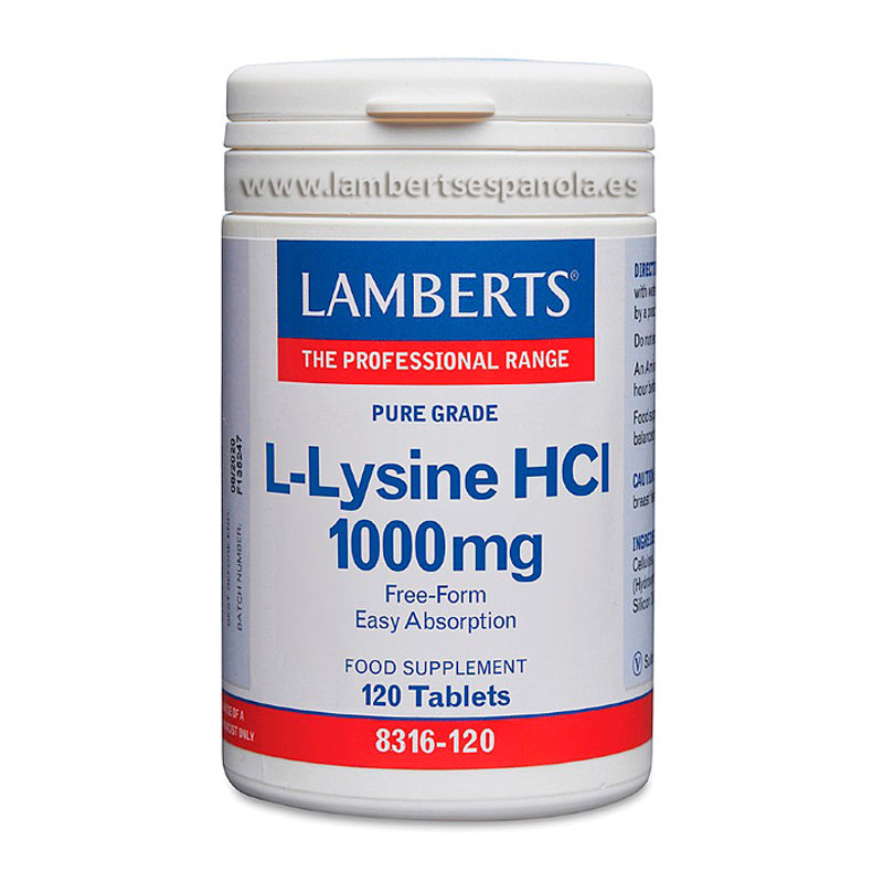 L-Lisina HCI 1000 mg. Grado puro. Alta absorción. Grado USP
