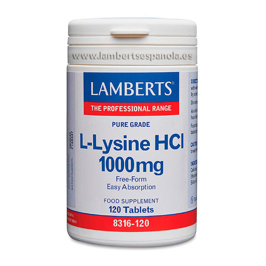 L-Lisina HCI 1000 mg. Grado puro. Alta absorción. Grado USP