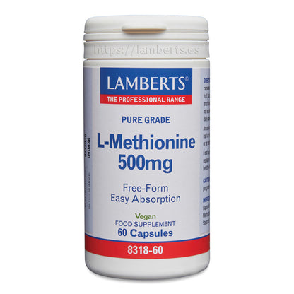 L-Metionina 500 mg. Aminoácido esencial utilizado por el cuerpo para construir proteínas