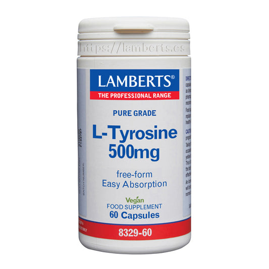 L-Tirosina 500 mg en forma libre. Aminoácido no esencial. forma Libre. Máxima absorción