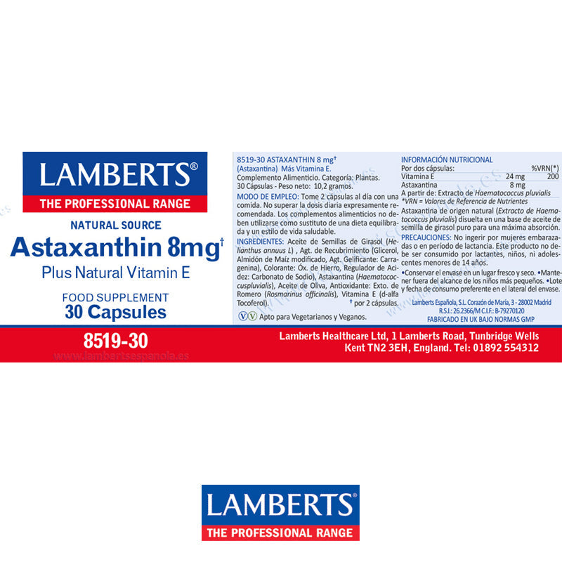 Astaxantina 8 mg con Vitamina E natural