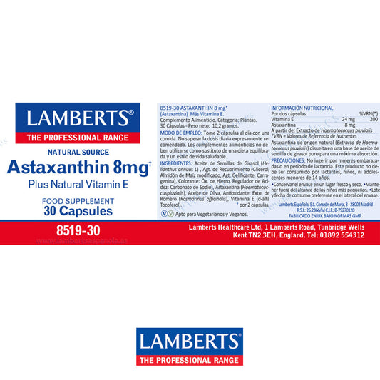 Astaxantina 8 mg con Vitamina E natural
