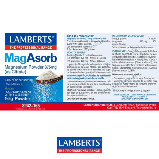 MagAsorb®. Magnesio en polvo como Citrato, muy soluble