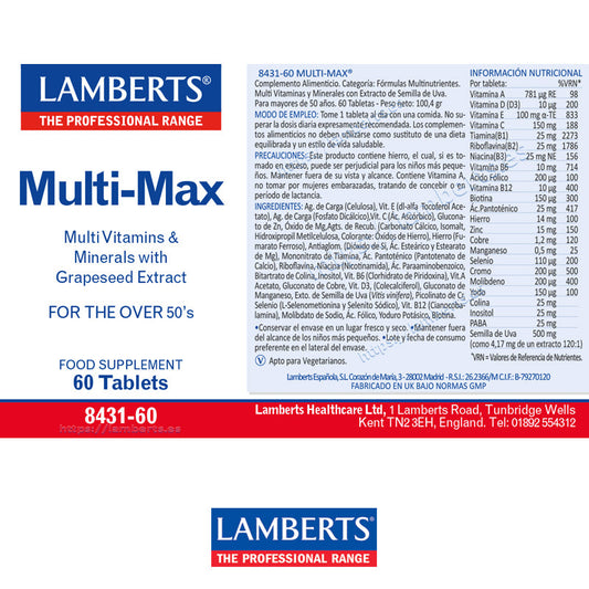 Multi-Max® Multivitamínico para mayores de 50. Una tableta al Día