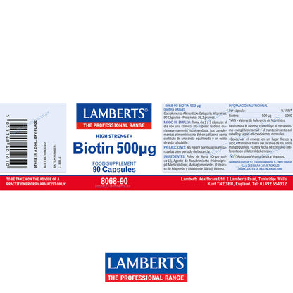 Biotina 500 mcg para el mantenimiento del cabello, la piel y más
