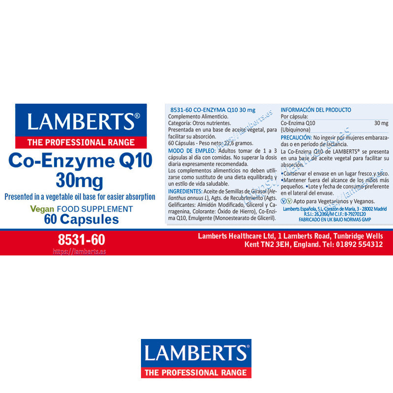 Co-Enzima Q10 30 mg. Ubiquinona. En base de Aceite Vegetal para una mayor Absorción es la Chispa de la Energía