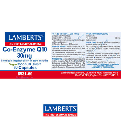 Co-Enzima Q10 30 mg. Ubiquinona. En base de Aceite Vegetal para una mayor Absorción es la Chispa de la Energía