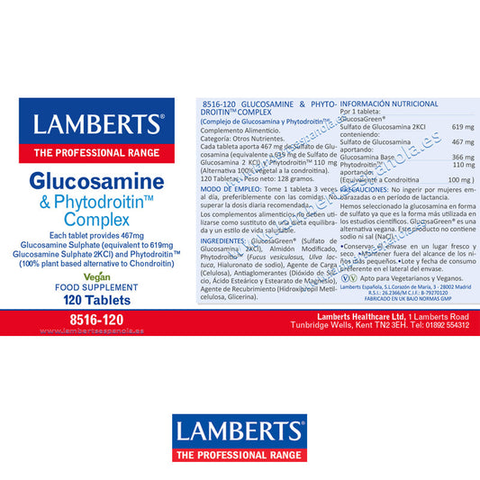 Complejo de Glucosamina y Phytodroitin™ 
Sulfato de Glucosamina (GlucosaGreen®) y Phytodrointina™ (100% vegetal). Alternativas Veganas