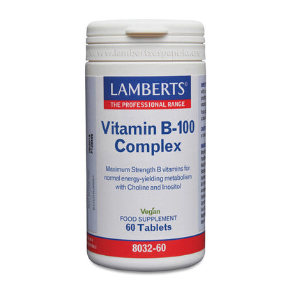 Complejo B-100 mg con todas las vitaminas B. Una al día
Mejora el rendimiento energético. Apoyo al Sistema Inmune y otros
