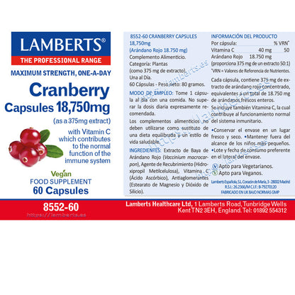 Arándano Rojo 18.750 mg. Con Vitamina C que contribuye a la normal función del sistema inmune