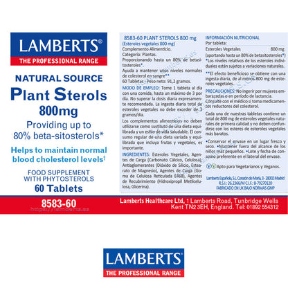 Esteroles Vegetales 800 mg.
Contribuye al mantenimiento de los niveles normales de colesterol sanguíneo