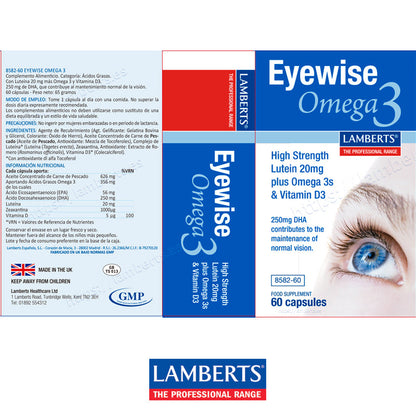 Eyewise OMEGA 3 con Luteína, Zeaxantina y Vitamina D3 contribuye al mantenimiento de la visión en condiciones normales