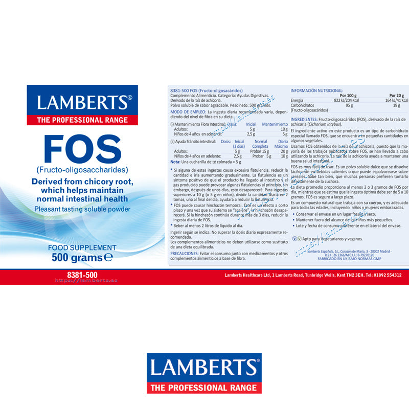 FOS – Fructo-oligosacáridos en Polvo. Prebiótico Natural. Extraido de la raíz de la Achicoria