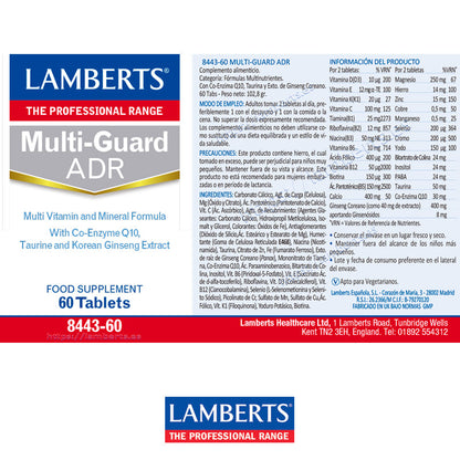 Multi-Guard ADR – Vitaminas y minerales más CoQ10, Ginseng y Taurina. Sin vitamina A
