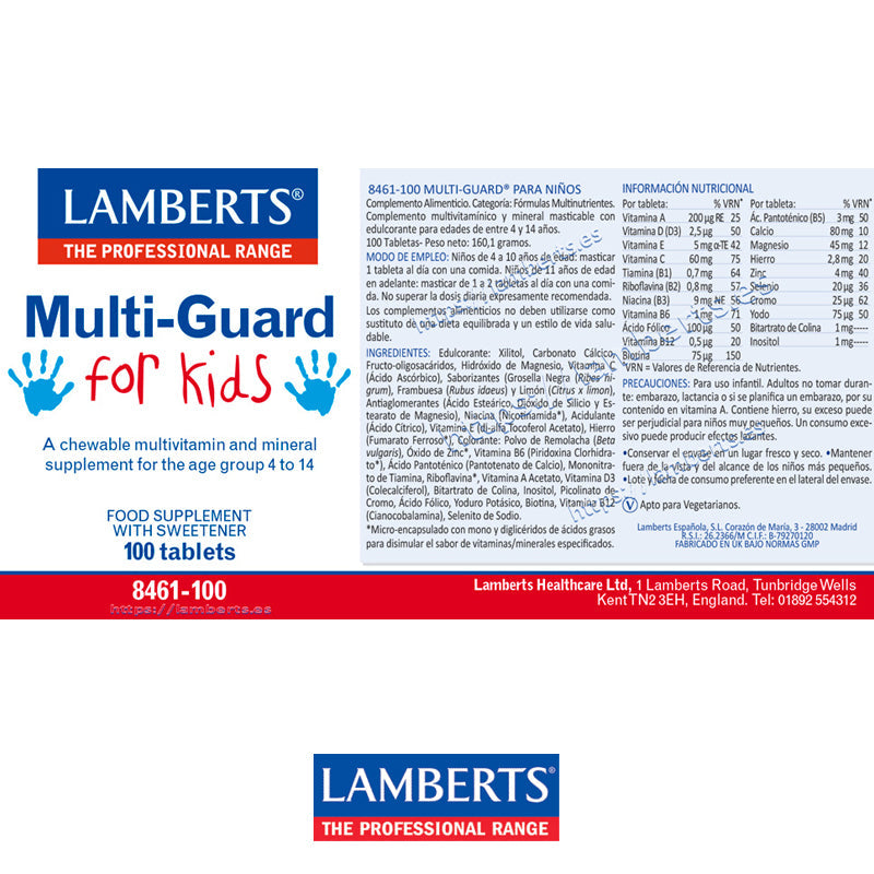 Multi-Guard® Vitaminas y Minerales para Niños de 4 a 14 años
Masticable, con sabor a Frutos del Bosque y con todas las vitaminas y minerales