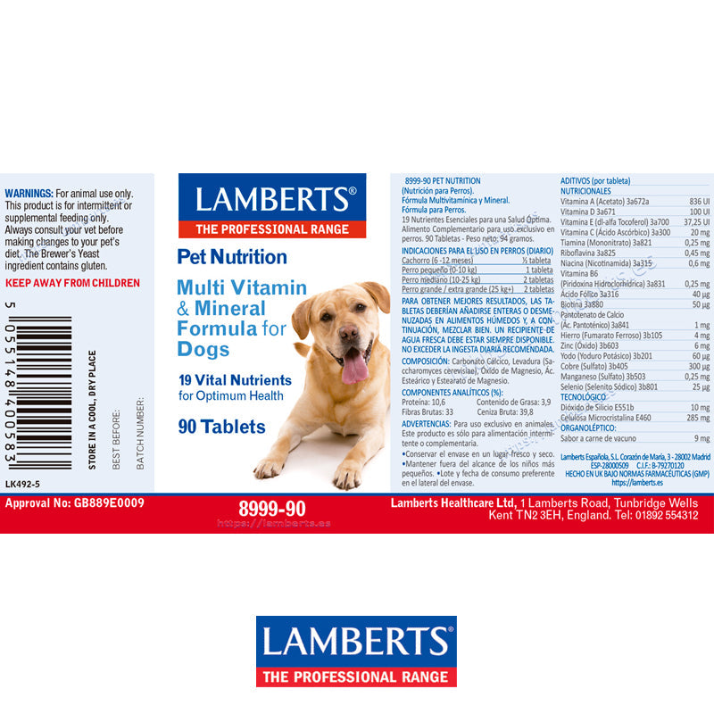 Multivitaminas y Minerales para perros con 19 Nutrientes importantes