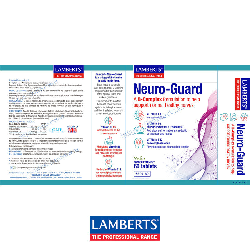 Neuro-Guard. Combinación sinérgica de vitaminas B que contribuyen al funcionamiento normal del sistema nervioso.