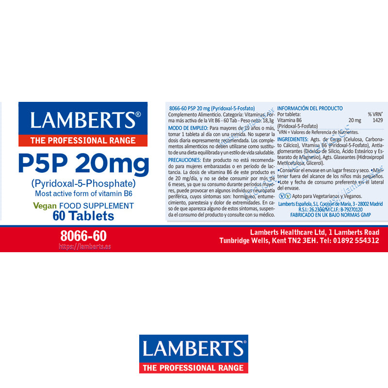 P5P Piridoxal 5 Fosfato o Vitamina B6 en forma activa. Síntesis normal de la cisteína. Apoyo al sistema inmunitario