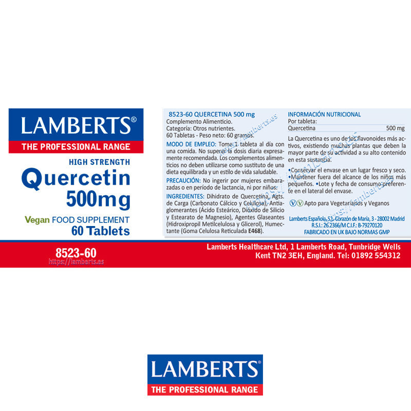 Quercetina 500 mg es un flavonoide de fuente vegetal natural. El flavonoide más abundante