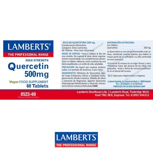 Quercetina 500 mg es un flavonoide de fuente vegetal natural. El flavonoide más abundante
