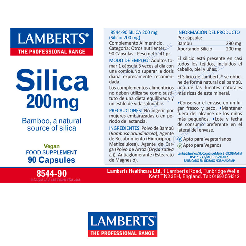 Silicio 200 mg más de 90% de Silicio Orgánico de Goma de Bambú Natural