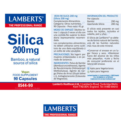 Silicio 200 mg más de 90% de Silicio Orgánico de Goma de Bambú Natural